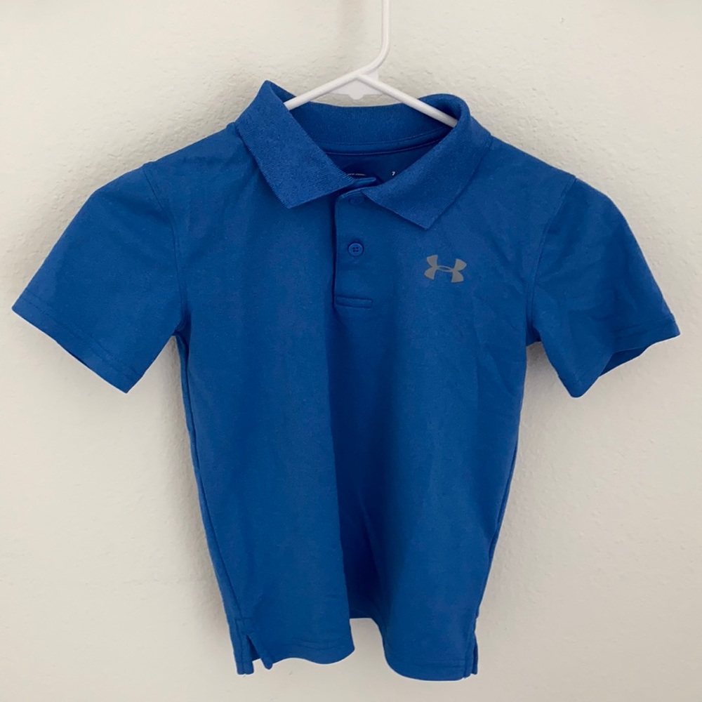 Boys blue under armour polo shirt